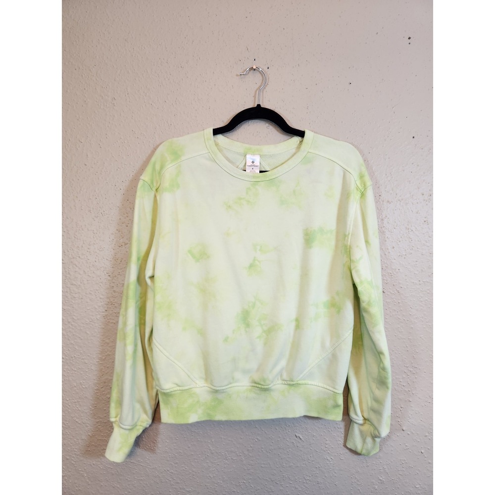 Member's Mark Womens S Chartreuse Tie Dye Sweatshirt Crewneck Fleece Pullover